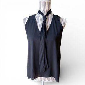 Eight Sixty Black Sleeveless Tie Neck Blouse XS